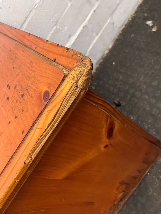 Genuine Bassett Carved Wooden Bedside Table (Wood Chipped Back) (Width: 62cm)(Height: 61cm)