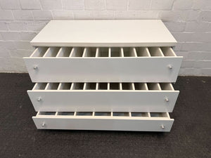 Melamine White Three Drawer Filing Cabinet (Width: 123cm)(Height: 77cm)