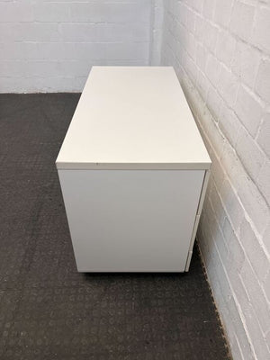 Melamine White Three Drawer Filing Cabinet (Width: 123cm)(Height: 77cm)