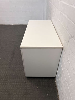 Melamine White Three Drawer Filing Cabinet (Width: 123cm)(Height: 77cm)