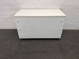 Melamine White Three Drawer Filing Cabinet (Width: 123cm)(Height: 77cm)