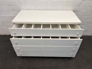 Melamine White Four Drawer Cabinet (Chipped Back) (Width: 123cm)(Height: 78cm)