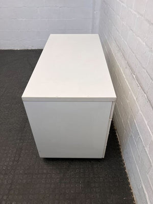 Melamine White Four Drawer Cabinet (Chipped Back) (Width: 123cm)(Height: 78cm)