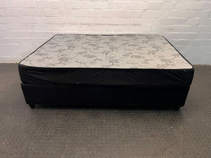 Floral Patterned Dark Sided Double Bed & Base