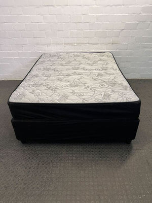 Floral Patterned Dark Sided Double Bed & Base