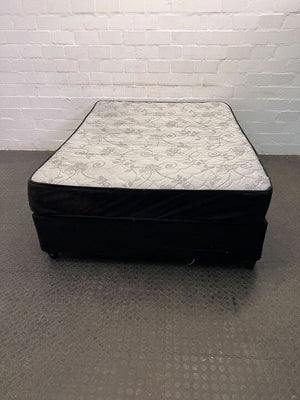 Floral Patterned Dark Sided Double Bed & Base