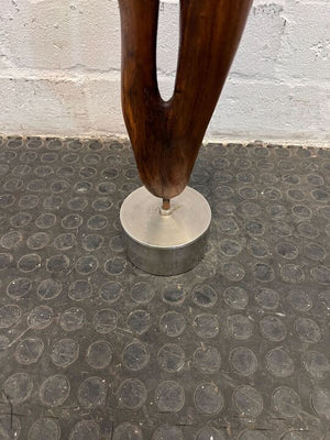 Wooden Abstract Sculpture with Steel Base 86cm tall