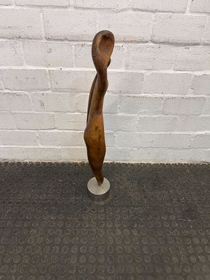 Wooden Abstract Sculpture with Steel Base 86cm tall