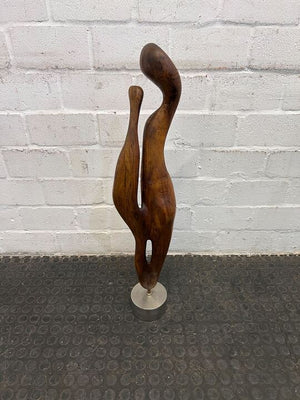 Wooden Abstract Sculpture with Steel Base 86cm tall