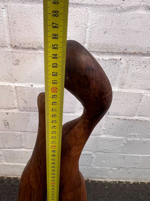 Wooden Abstract Sculpture with Steel Base 86cm tall