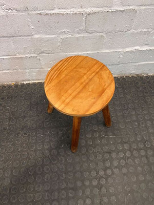 Round Natural Wooden Backless Chair