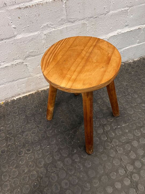 Round Natural Wooden Backless Chair