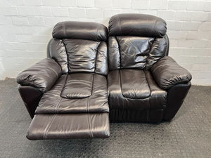 Black Luxurious Two Seater Leather Recliner Couch