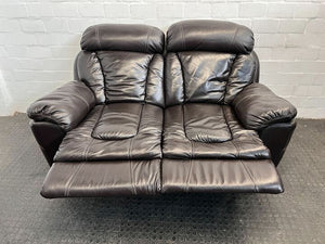 Black Luxurious Two Seater Leather Recliner Couch