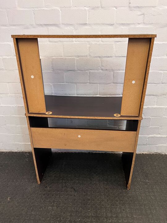 Dark Brown Wooden Sleek Computer Desk (Chipped & Scratched Wood) (Width: 90cm)(Height: 132cm) - PRICE DROP