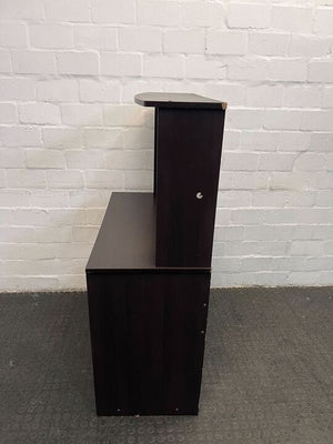 Dark Brown Wooden Sleek Computer Desk (Chipped & Scratched Wood) (Width: 90cm)(Height: 132cm)