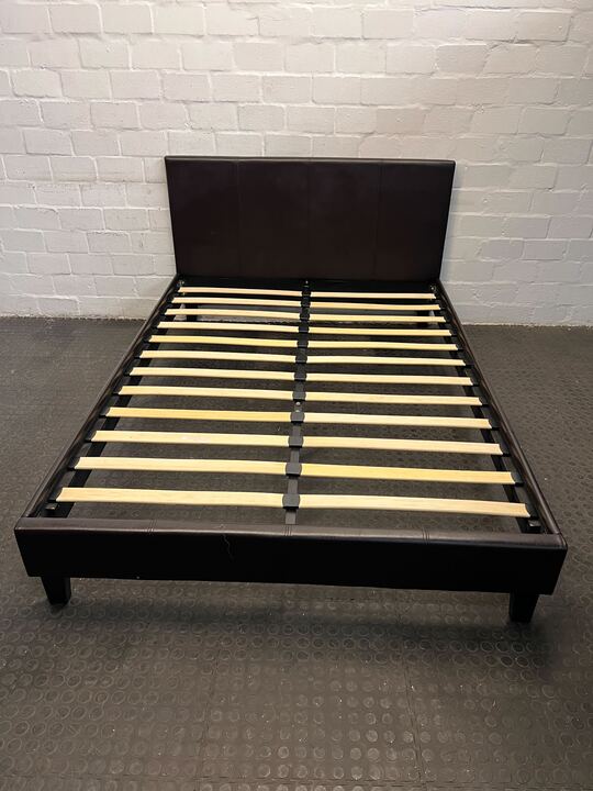 Black Leather Double Base Wooden Sleigh Base with Headboard