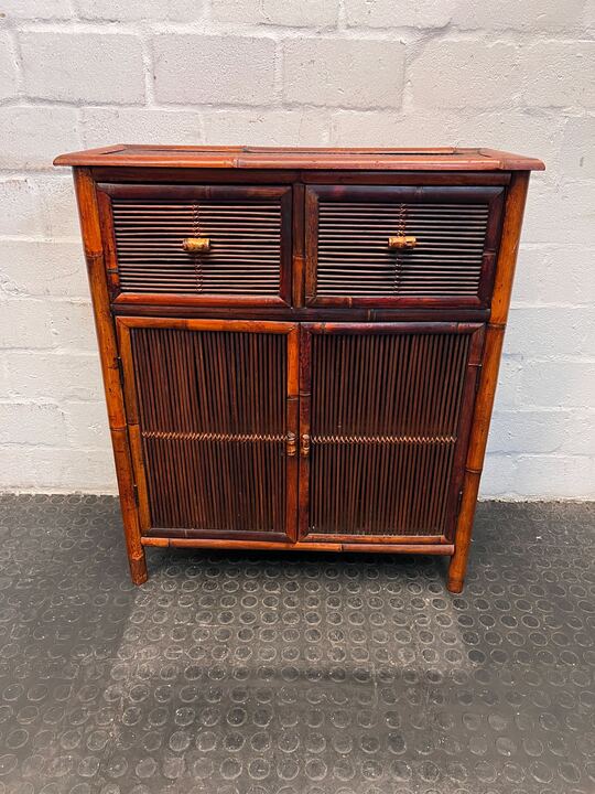 Vintage Asian Styled Bamboo Tea Cabinet with Two Drawers (Width: 70cm)(Height: 82cm)