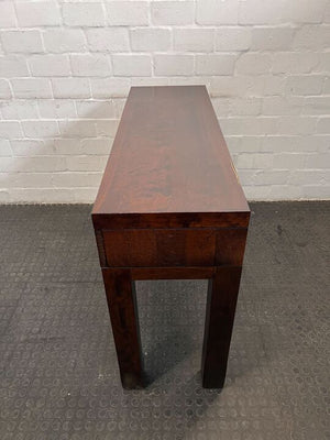 Dark Wood Two Drawer Hall Table (Scatched)(Width: 120cm)(Height: 86cm)