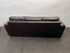 Black Leather Three Seater Comfy Couch (Scratched)