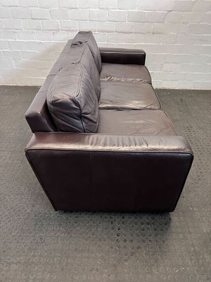 Black Leather Three Seater Comfy Couch (Scratched)