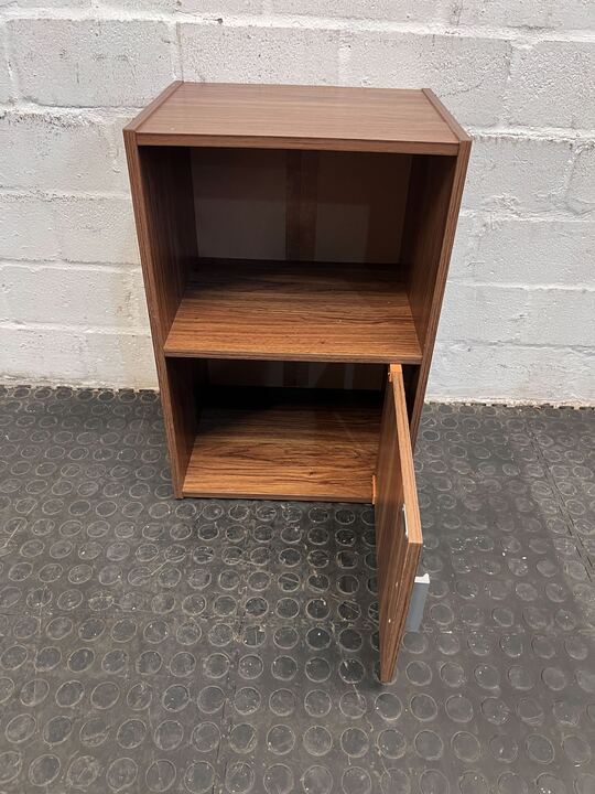 Walnut Patterned Wooden Side Table with Cabinet (Width: 36cm)(Height: 55cm) - PRICE DROP