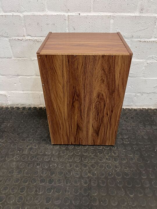 Walnut Patterned Wooden Side Table with Cabinet (Width: 36cm)(Height: 55cm) - PRICE DROP