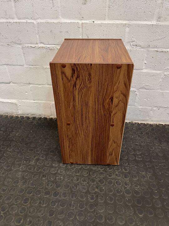Walnut Patterned Wooden Side Table with Cabinet (Width: 36cm)(Height: 55cm) - PRICE DROP