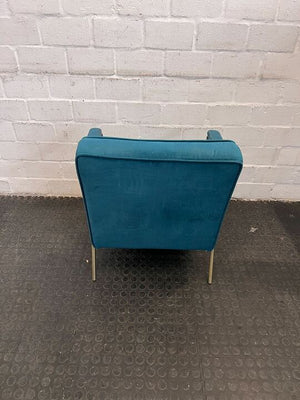 GrandGold Turquoise Velvet One Seater Couch (Few Marks)