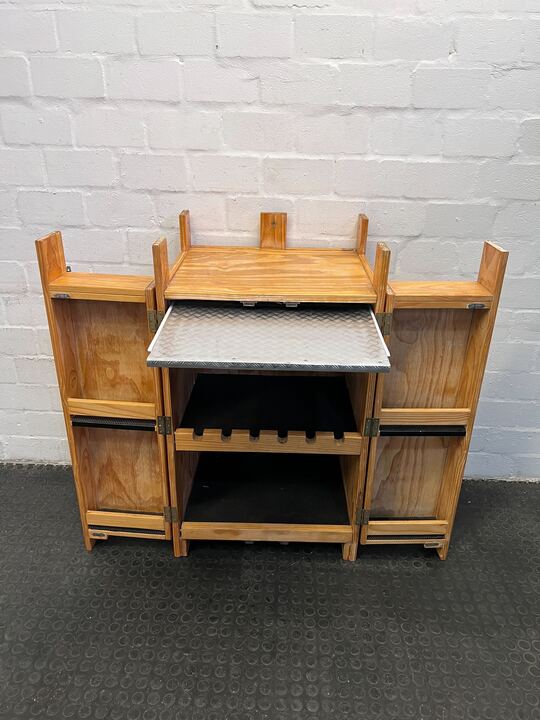 Wall Bound Wooden Fancy Bar Cabinet (Tray Included)