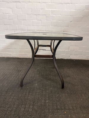 Outdoor Steel Framed Glass Top Table (Width: 151cm)(Height: 71cm)