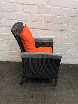 Dark Gray Woven One Seater Patio Couch with Orange Cushion