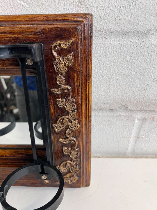 Classy Dark Wooden Framed Bar Optics Holder - 2ndhandwarehouse.com