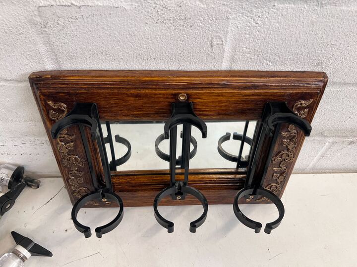Classy Dark Wooden Framed Bar Optics Holder - 2ndhandwarehouse.com