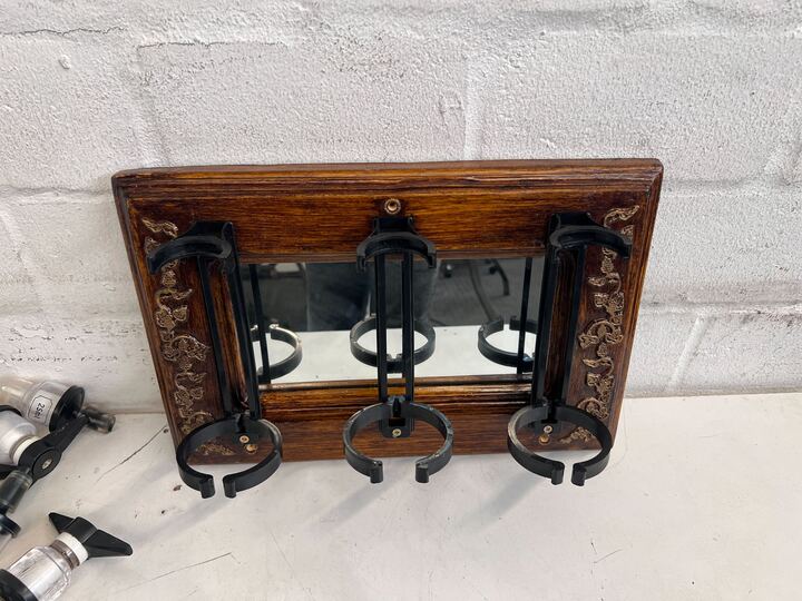 Classy Dark Wooden Framed Bar Optics Holder - 2ndhandwarehouse.com