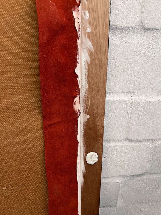 Rectangular Wooden Framed Red Velvet Notice Board (Fabric Reglued) (Width: 55cm)(Height: 156cm) - PRICE DROP