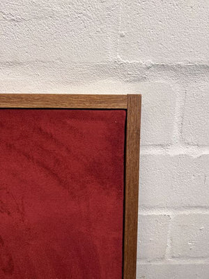 Rectangular Thin Wooden Framed Red Velvet Notice Board with Wood Covered Back (Width: 55cm)(Height: 136cm)