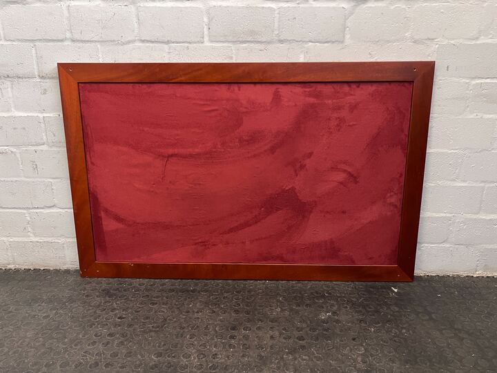 Medium Wooden Framed Red Velvet Notice Board with Hanger (Width: 128cm)(Height: 81cm)