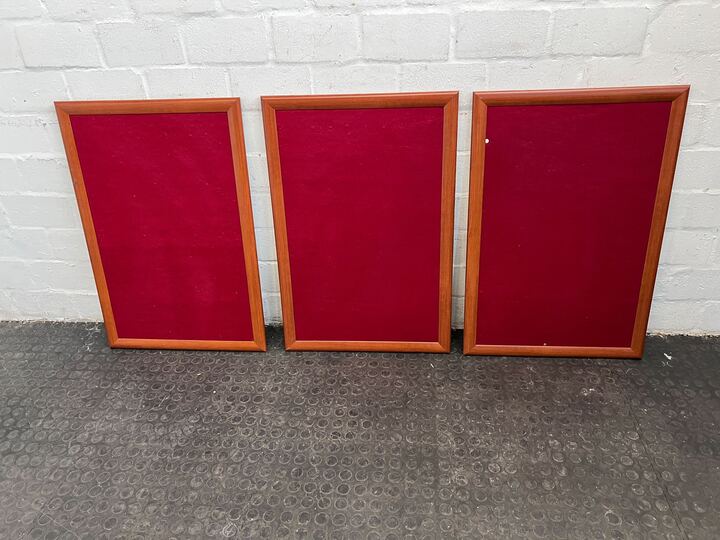 Rectangular Wooden Framed Red Velvet Notice Board (Width: 54cm)(Height: 80cm) - PRICE DROP