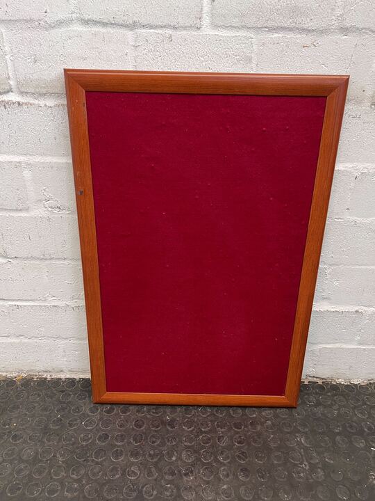 Rectangular Wooden Framed Red Velvet Notice Board (Width: 54cm)(Height: 80cm) - PRICE DROP