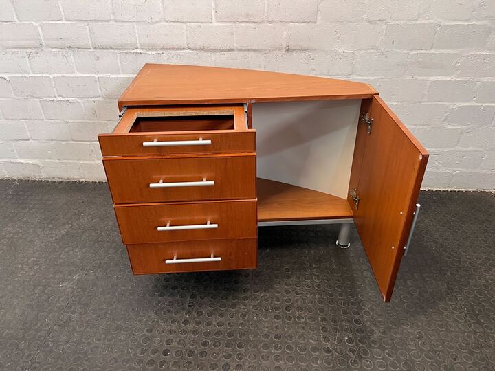Light Wooden Four Drawer Corner Hoop Cupboard (Width: 90cm)(Height: 72cm) - REDUCED