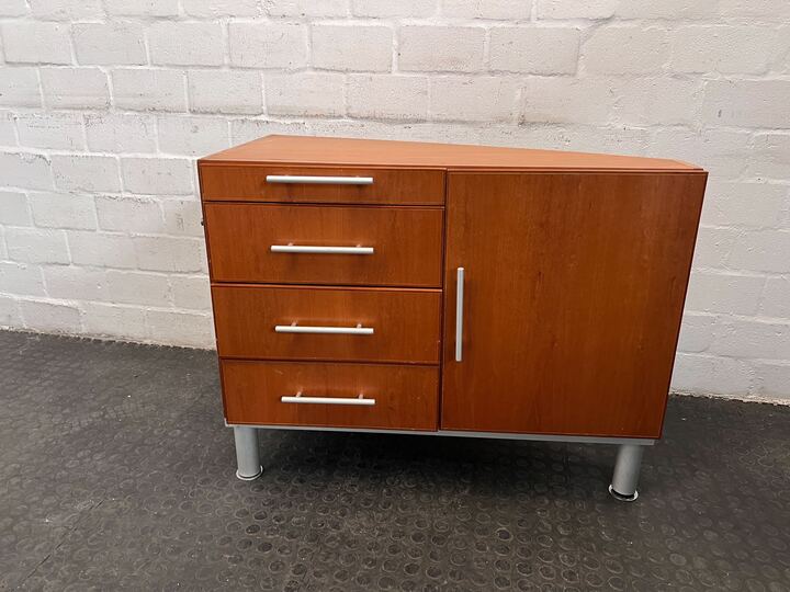 Light Wooden Four Drawer Corner Hoop Cupboard (Width: 90cm)(Height: 72cm) - REDUCED