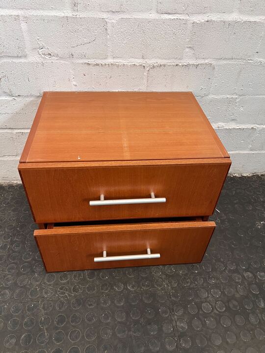 Light Brown Small Two Drawer Cupboard (Width: 39cm)(Height: 40cm)