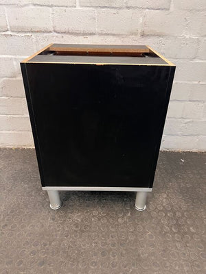 Light Brown Three Drawer Steel Handled Cupboard (Top Missing) (Width: 50cm)(Height: 71cm)