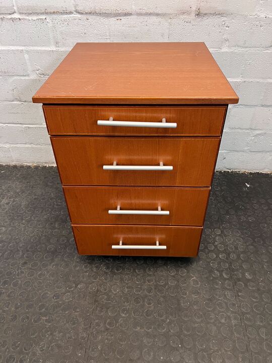 Light Brown Four Drawer Lockable Cupboard (Includes Scratched Top) (Width: 52cm)(Height: 67cm)