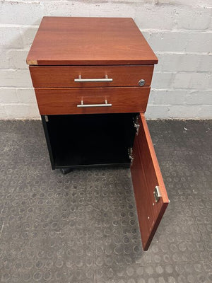 Coconut Coloured Two Drawer Lockable Wooden Cupboard with Cabinet (Width: 52cm)(Height: 68cm)