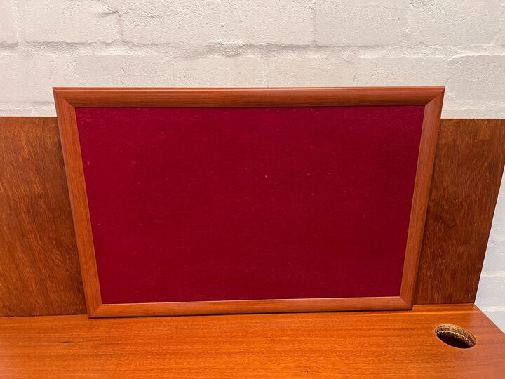 Office Desk with Pen Holder Hole and Red Velvet Notice Board (Width: 135cm)(Height; 124cm)
