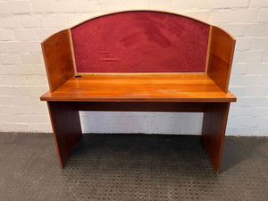 Secluded Light Brown Office Desk with Red Velvet Notice Board (Width: 150cm)(Height: 140cm)