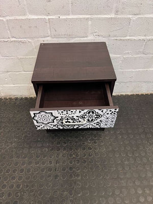 Arabian Patterned Dark Brown Single Drawer Desk (Width: 40cm)(Height: 47.5cm)