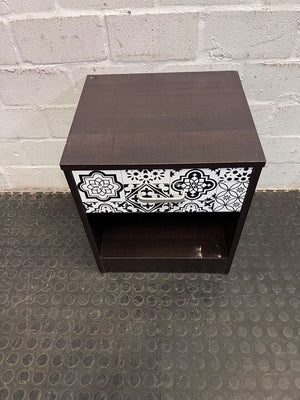 Arabian Patterned Dark Brown Single Drawer Desk (Width: 40cm)(Height: 47.5cm)